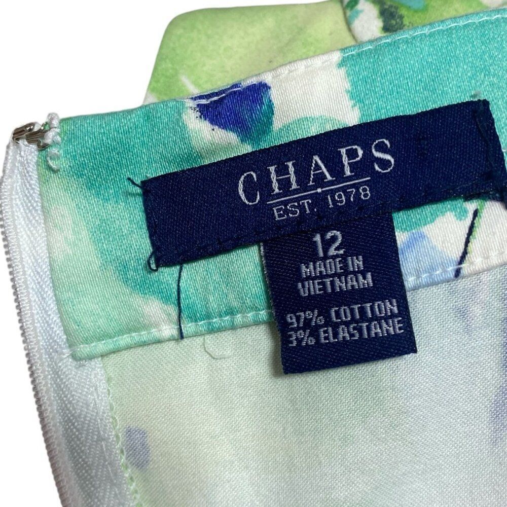 Chaps Dress Abstract Floral  Sleeveless Size 12 Watercolor - Picture 6 of 7